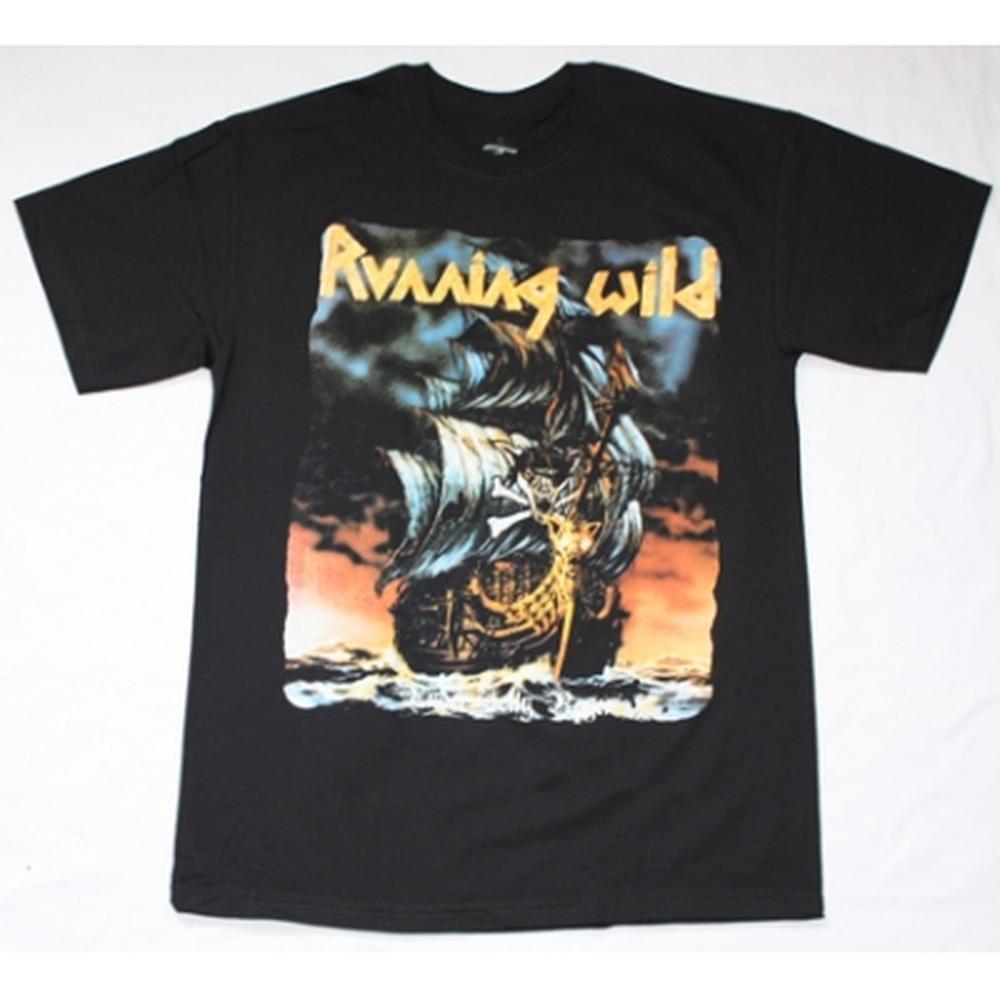 Running Wild Under Jolly Roger Shirt, 1987 Graphic Black Metal Band Tee 05